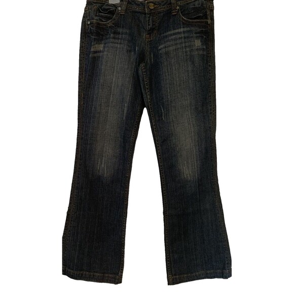 ZD Jeans Women’s Premium Size 13 Flare Blue Dark Denim Pockets Stretch Denim - Picture 1 of 13